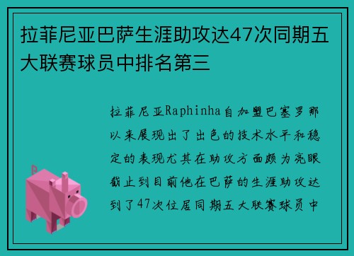 拉菲尼亚巴萨生涯助攻达47次同期五大联赛球员中排名第三 拉菲尼亚巴萨生涯助攻达47次同期五大联赛球员中排名第三